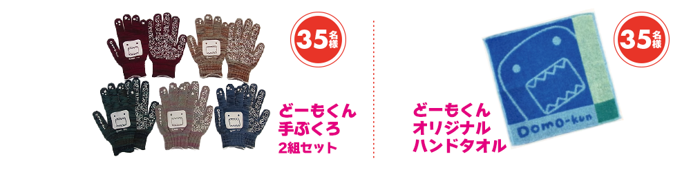 【35名様】どーもくん手ぶくろ 2組セット／【35名様】どーもくんオリジナルハンドタオル