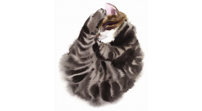 滲みで描く 円相の子猫