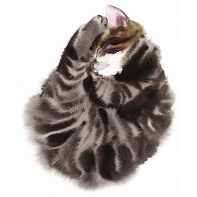 滲みで描く 円相の子猫