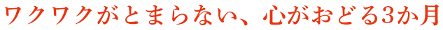 ワクワクがとまらない、心がおどる3か月