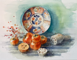 カットした果物と食器