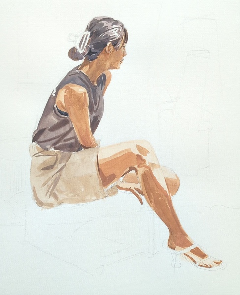 水彩で描く人物デッサン