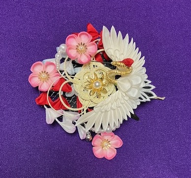 【2回体験】つまみ細工かんざし〜水引と鶴の髪飾り〜